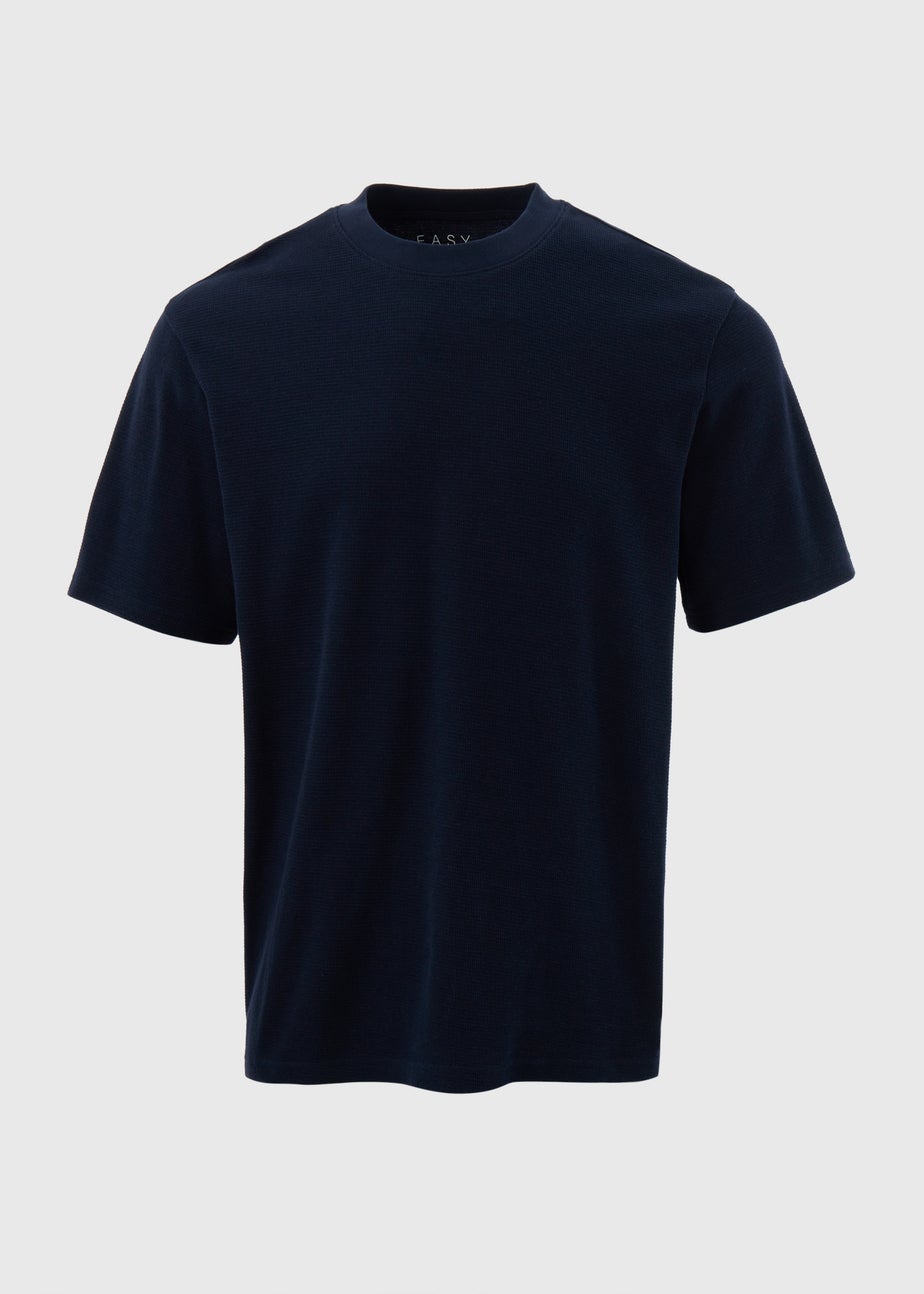 Navy Badge Textured T-Shirt