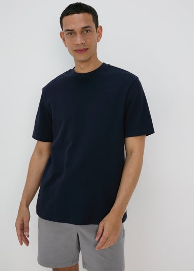 Navy Badge Textured T-Shirt
