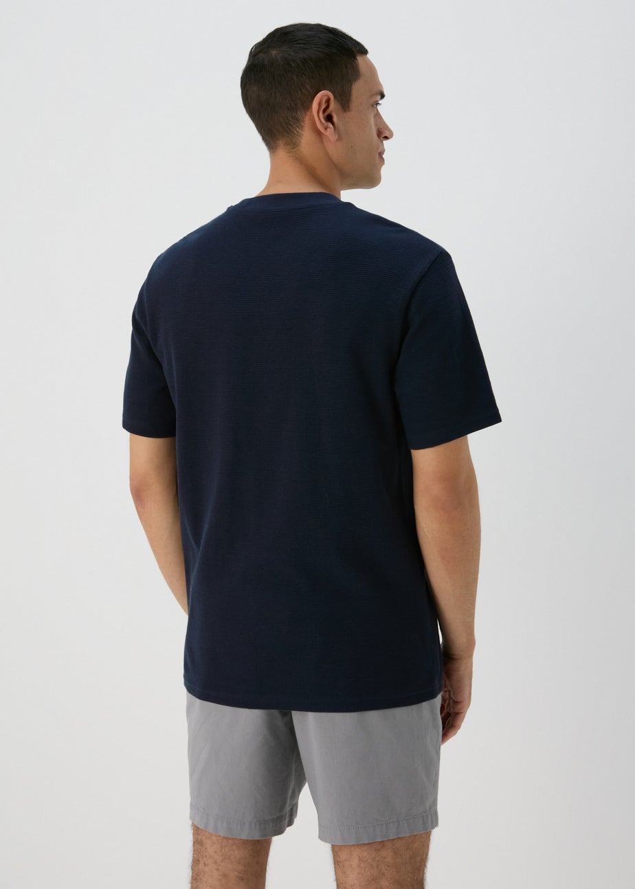 Navy Badge Textured T-Shirt