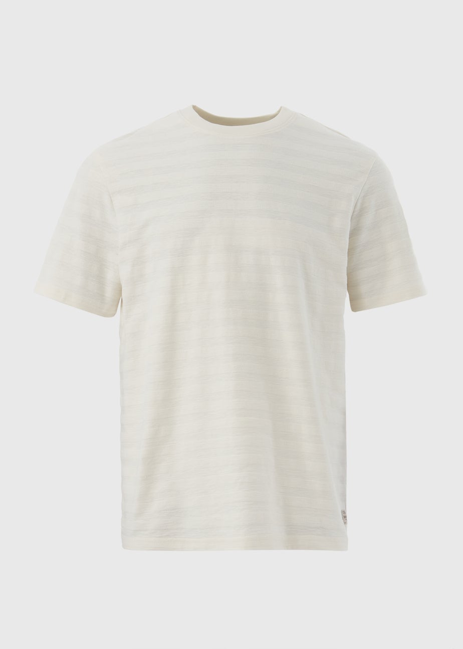 Ecru Badge Textured T- Shirt