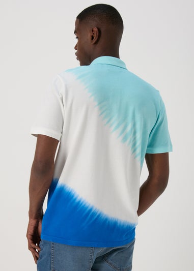 White & Blue Tie Dye Polo Shirt