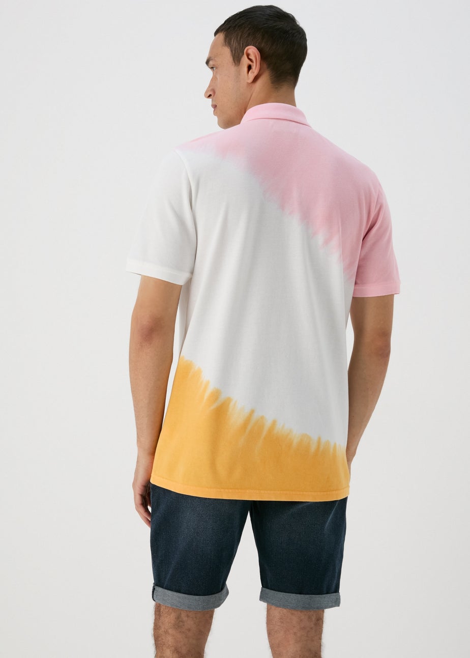 Pink & Orange Tie Dye Polo Shirt