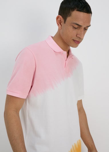 Pink & Orange Tie Dye Polo Shirt