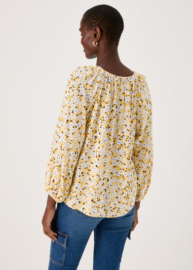 Yellow Button Down Ditsy Blouse