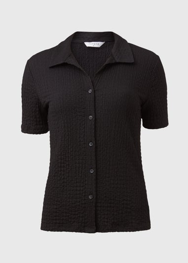Black Textured Short Sleeve Jersey Shirt