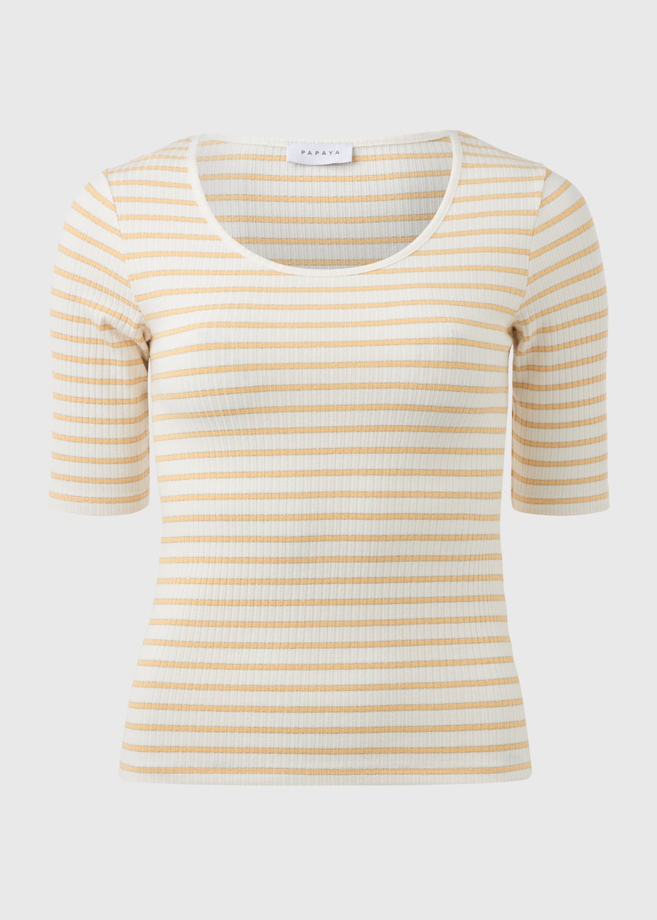 Stripe 3/4 Sleeve T Shirt