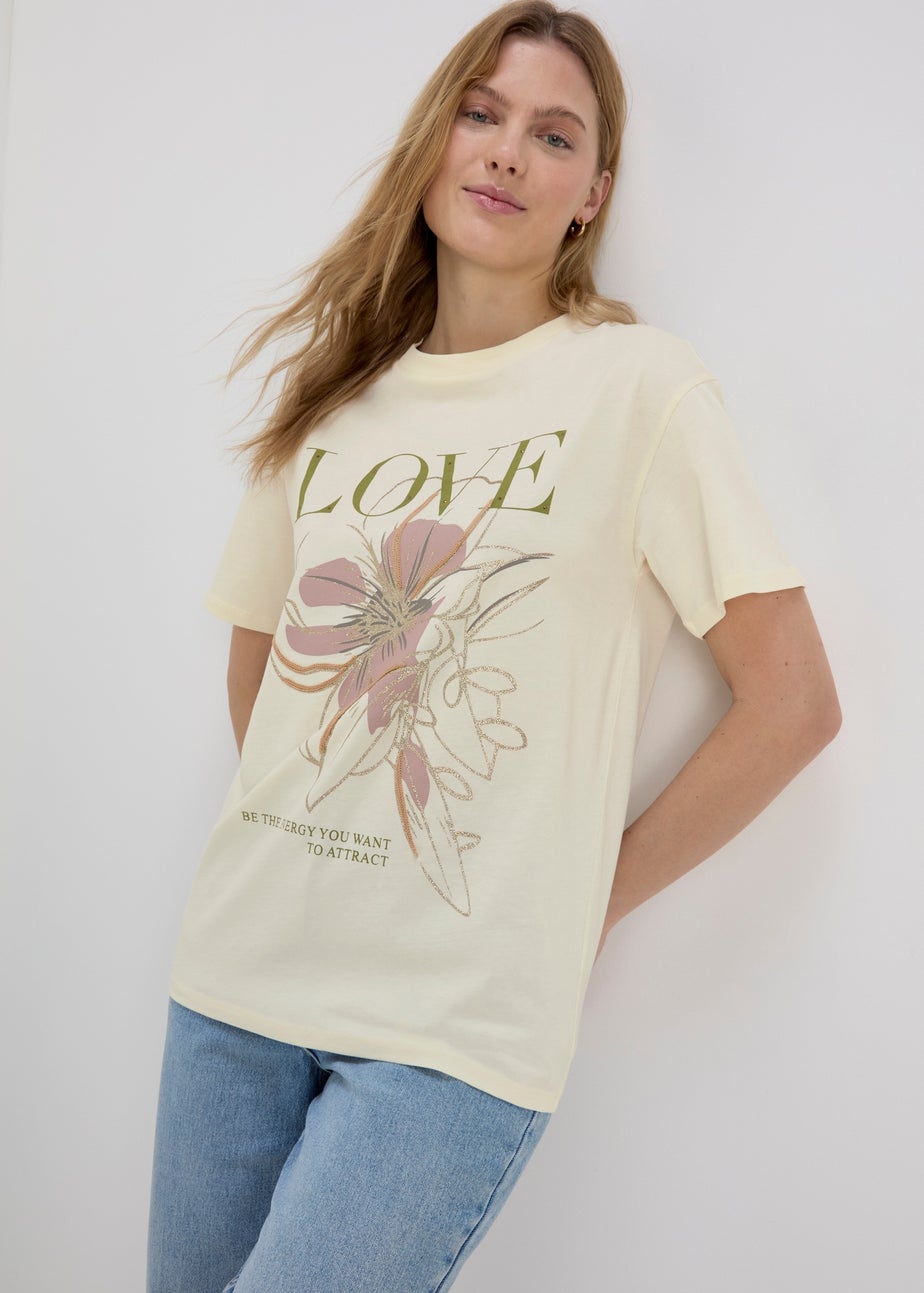 White Flower Print T-Shirt