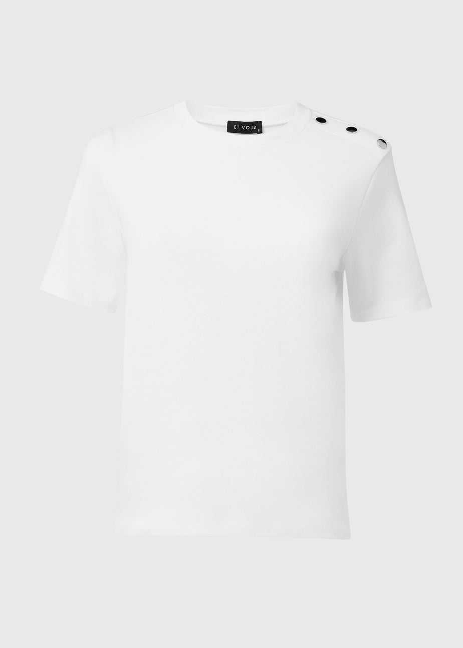 Et Vous White Relaxed Stud T-Shirt