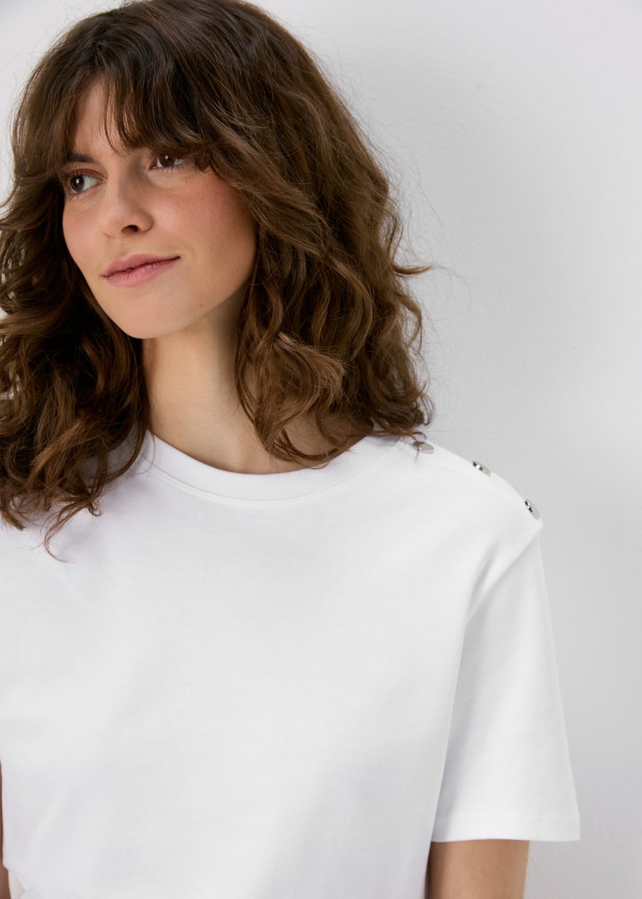 Et Vous White Relaxed Stud T-Shirt