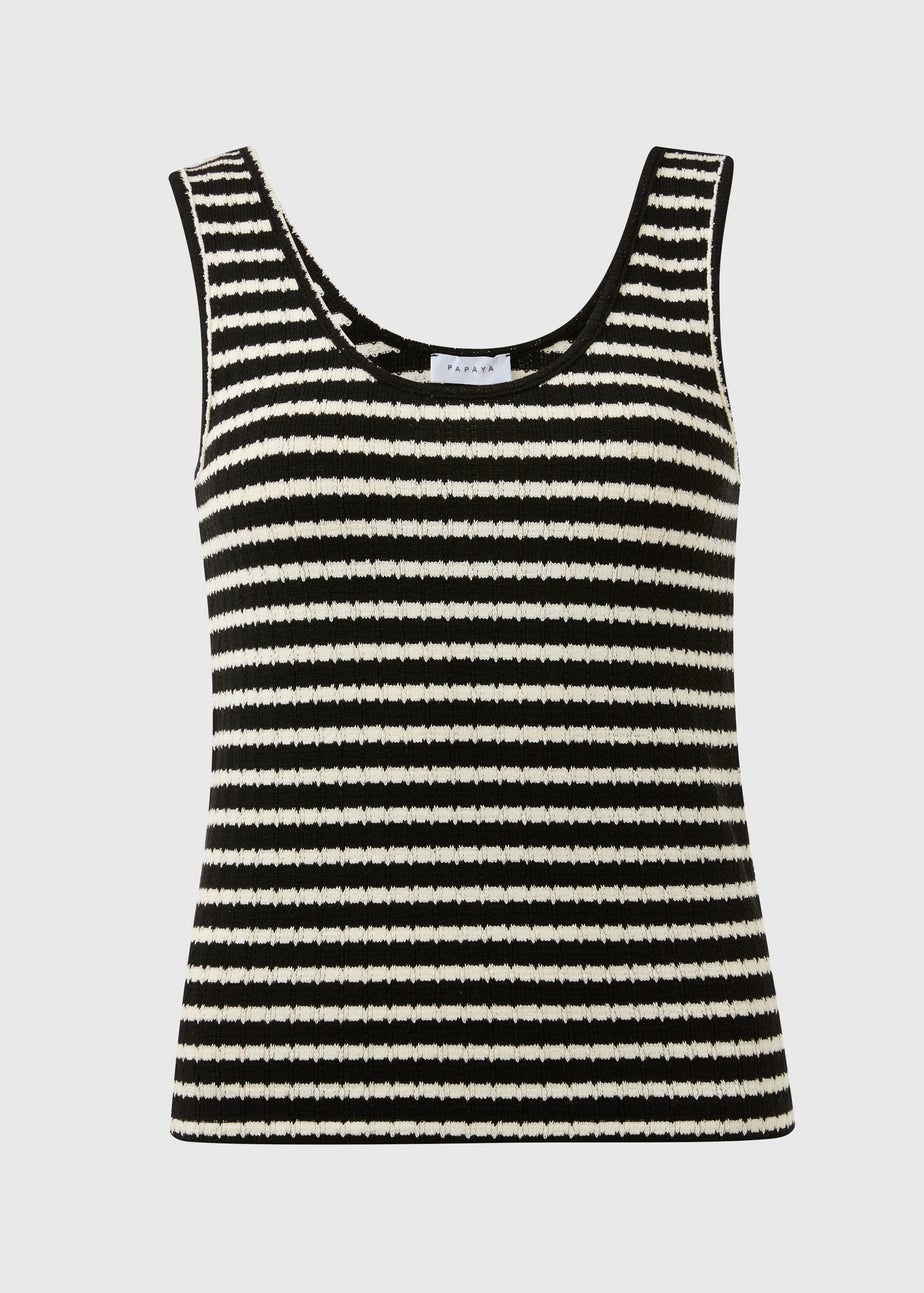 Black Mono Stripe Knit Vest