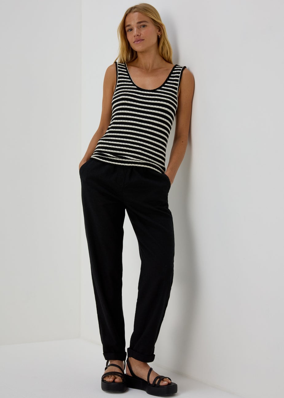 Black Mono Stripe Knit Vest