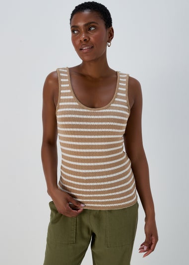 Mocha Fungi Stripe Knit Look Vest