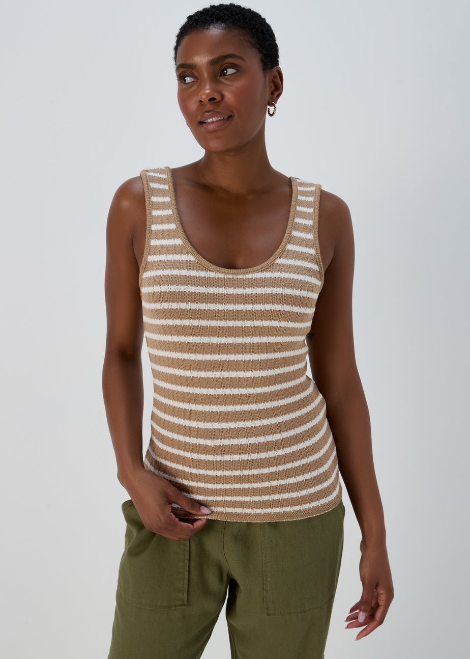 Mocha Fungi Stripe Knit Look Vest