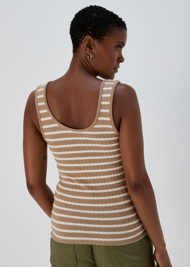 Mocha Fungi Stripe Knit Look Vest