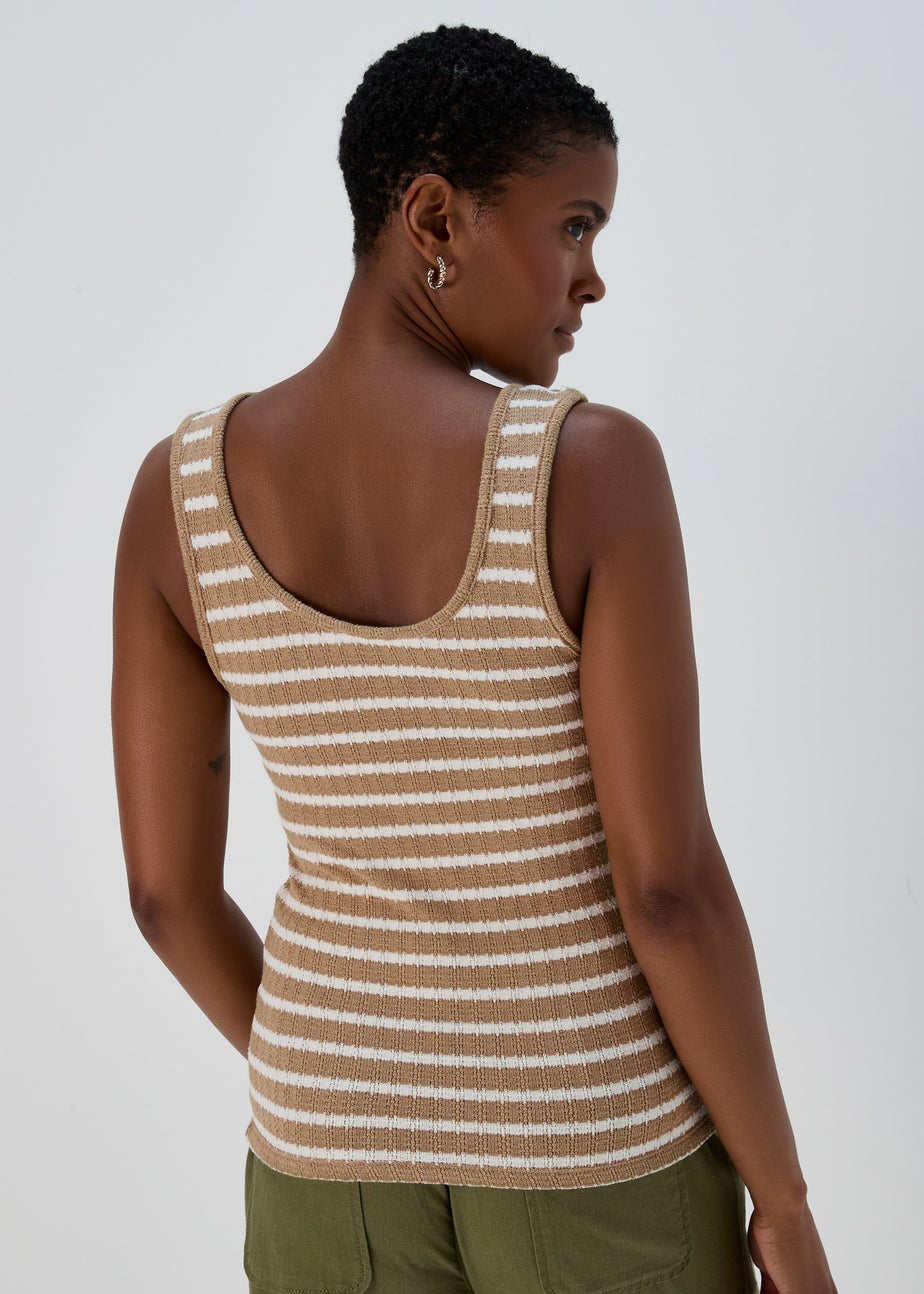 Mocha Fungi Stripe Knit Look Vest