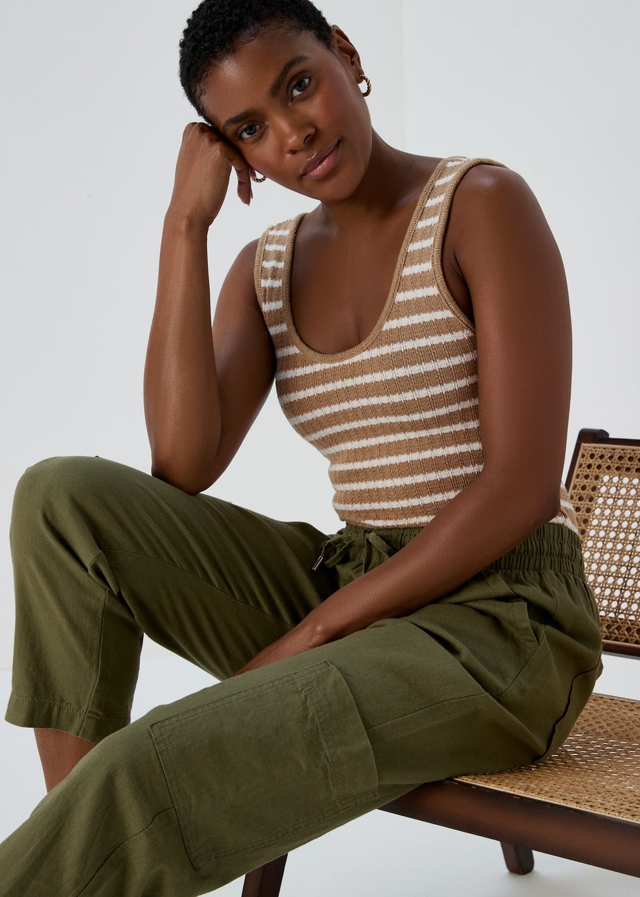 Mocha Fungi Stripe Knit Look Vest