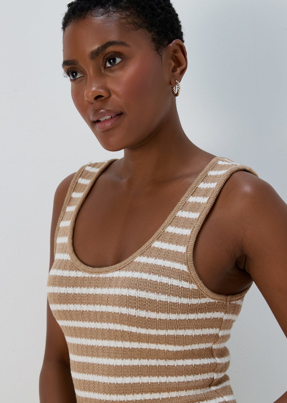 Mocha Fungi Stripe Knit Look Vest