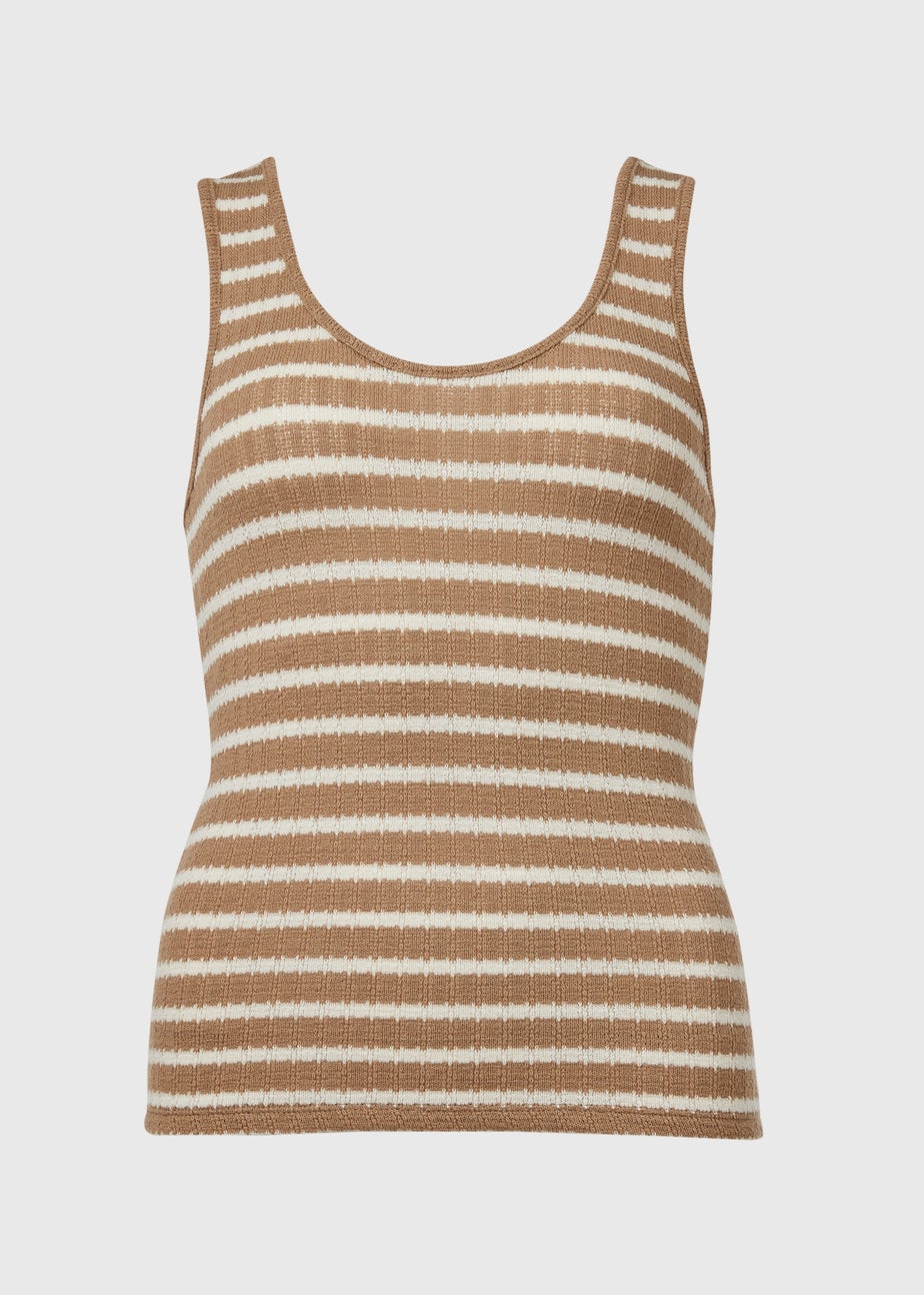 Mocha Fungi Stripe Knit Look Vest