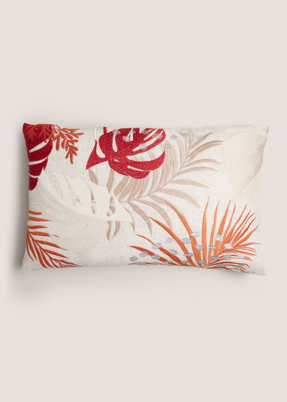 Cream Tropical Leaf Cushion (30cm x 50cm)