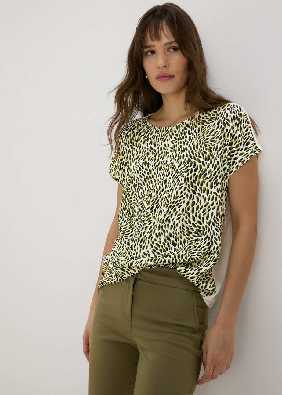 Et Vous Beige Animal Print Jersey T-Shirt