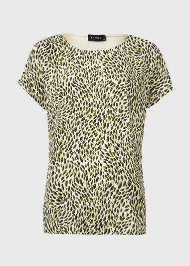 Et Vous Beige Animal Print Jersey T-Shirt