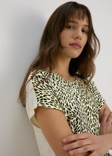 Et Vous Beige Animal Print Jersey T-Shirt