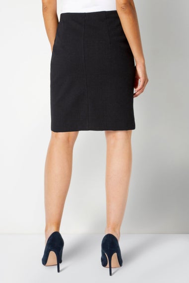 Roman Black Short Textured Elastic Waist Jersey Skirt