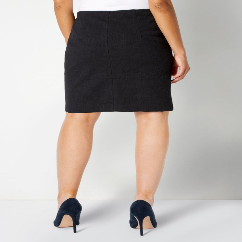 Roman Black Short Textured Elastic Waist Jersey Skirt