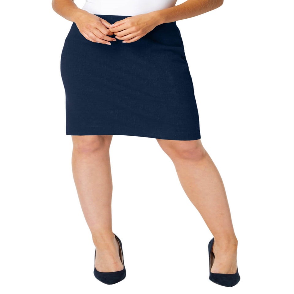 Roman Navy Short Textured Elastic Waist Jersey Skirt
