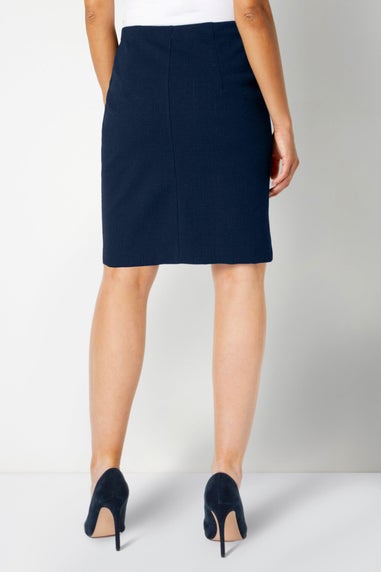 Roman Navy Short Textured Elastic Waist Jersey Skirt