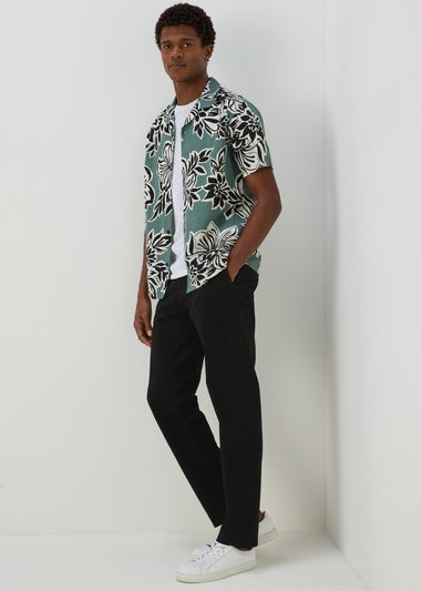 Black Straight Fit Stretch Chinos