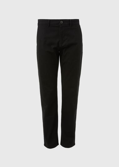 Black Straight Fit Stretch Chinos