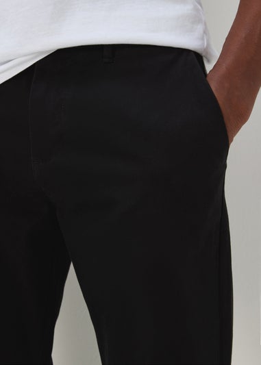 Black Straight Fit Stretch Chinos