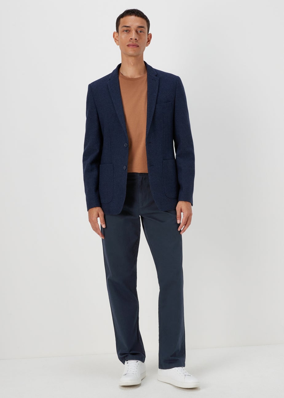 Navy Straight Fit Stretch Chinos