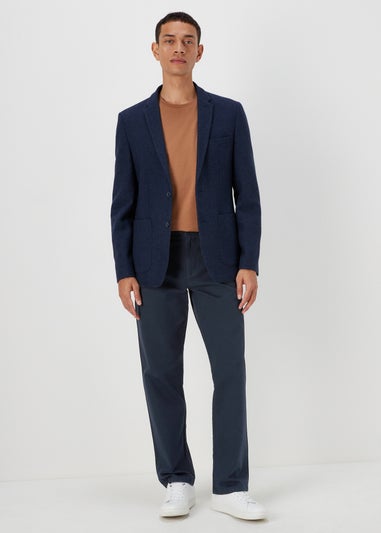 Navy Straight Fit Stretch Chinos