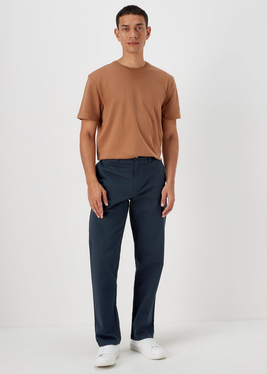 Navy Straight Fit Stretch Chinos