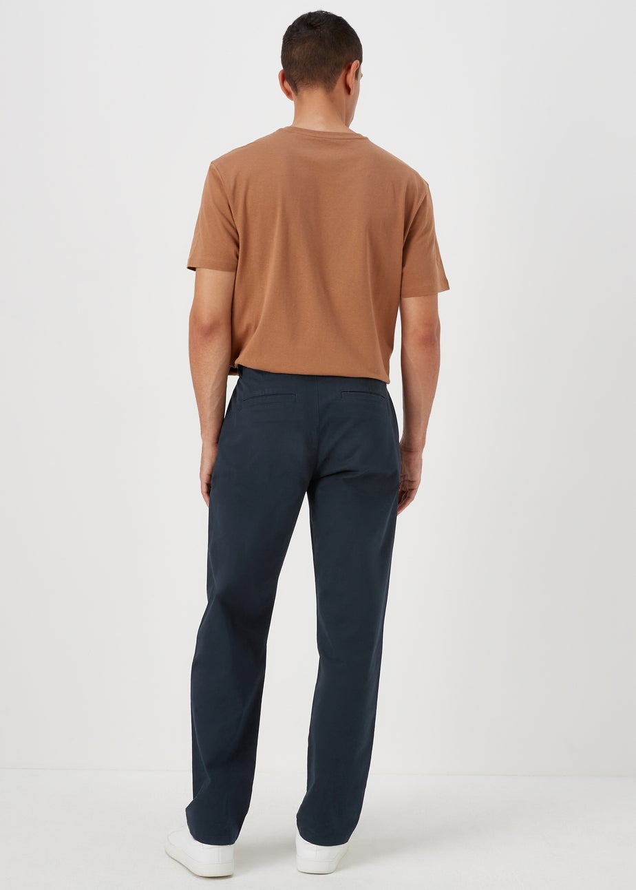 Navy Straight Fit Stretch Chinos