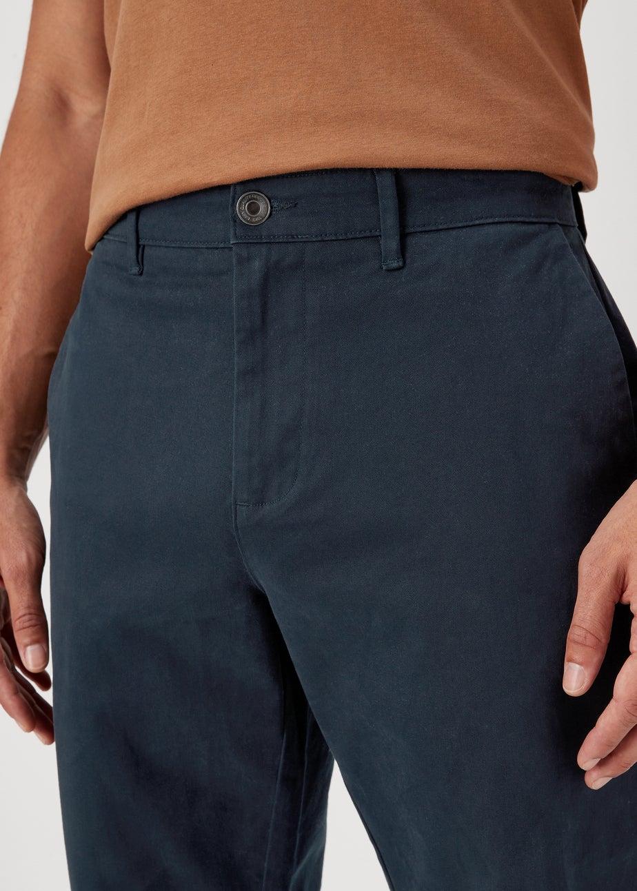 Navy Straight Fit Stretch Chinos