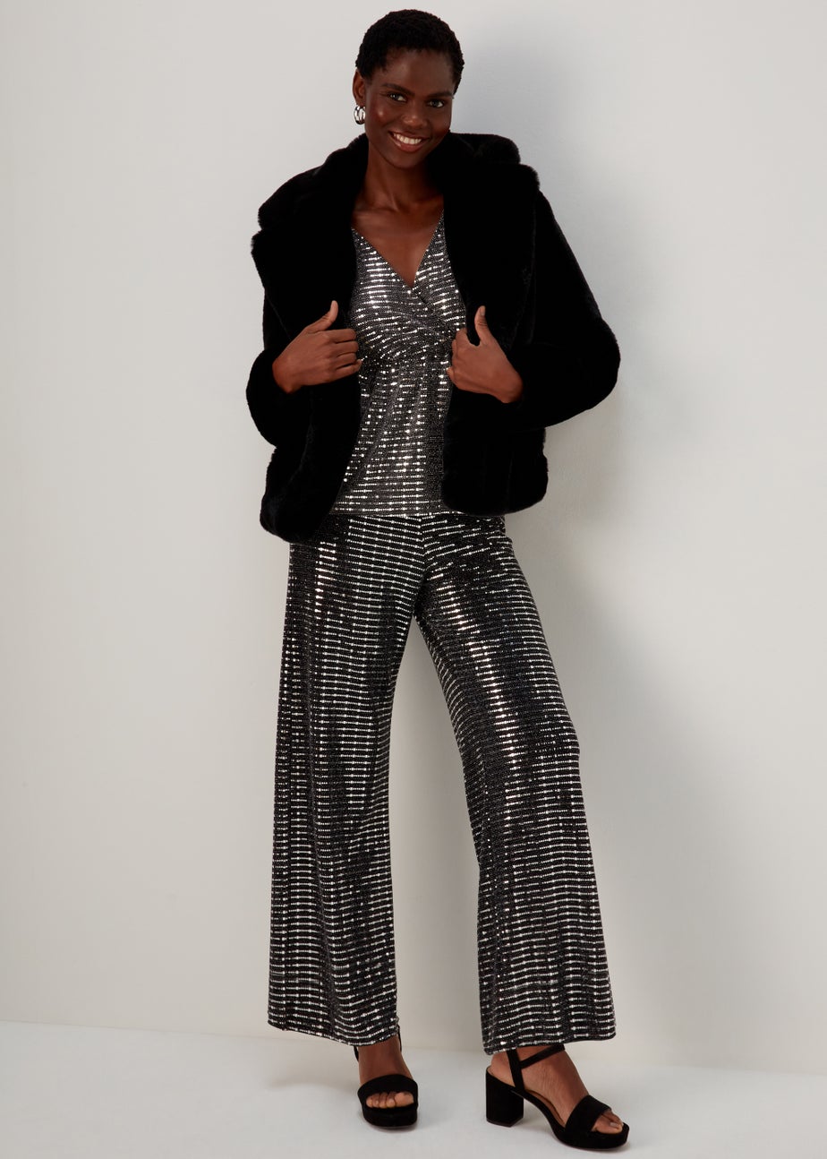 Et Vous Silver Sequin Jersey Co Ord Top