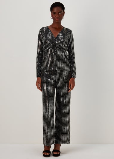 Et Vous Silver Sequin Trousers