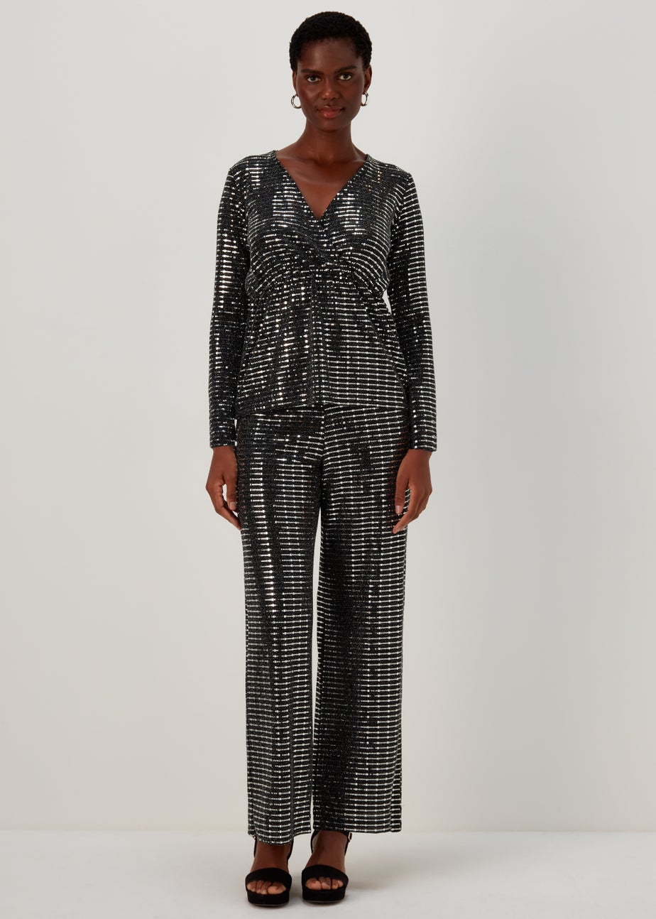 Et Vous Silver Sequin Trousers