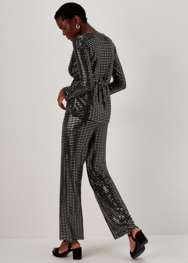 Et Vous Silver Sequin Trousers