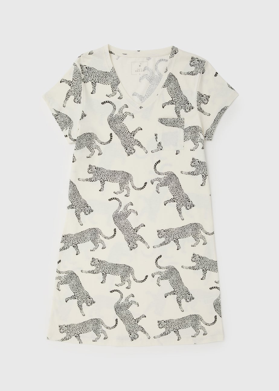 Cream Leopoard V-Neck Nightie