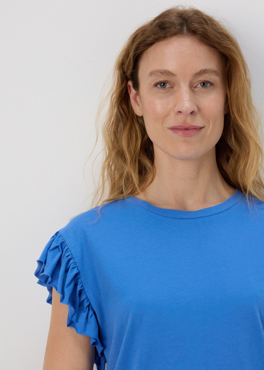 Blue Frill Sleeve T-Shirt