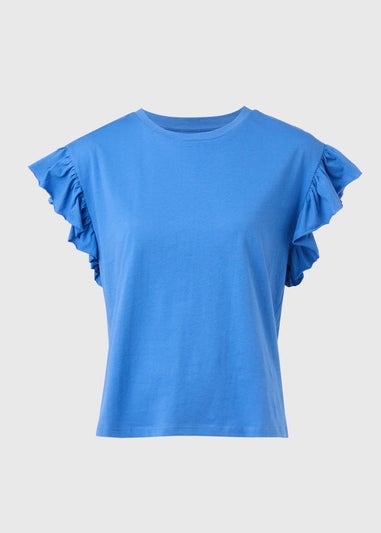 Blue Frill Sleeve T-Shirt