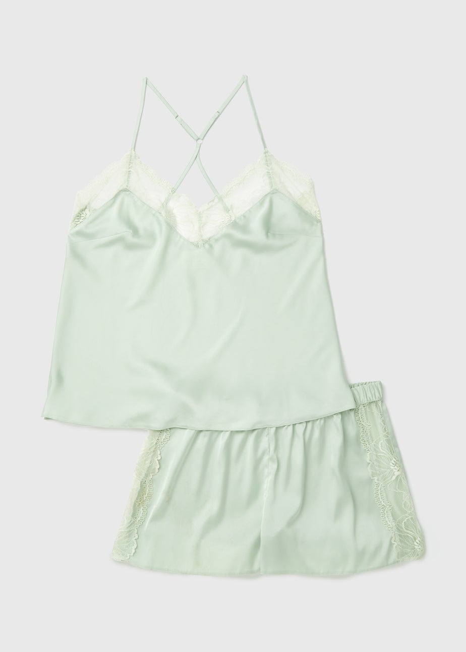 Green Satin Bride Cami Set
