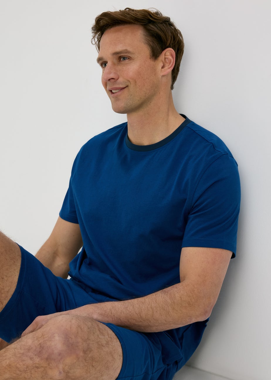Blue Basic T-Shirt & Shorts Pyjama Set