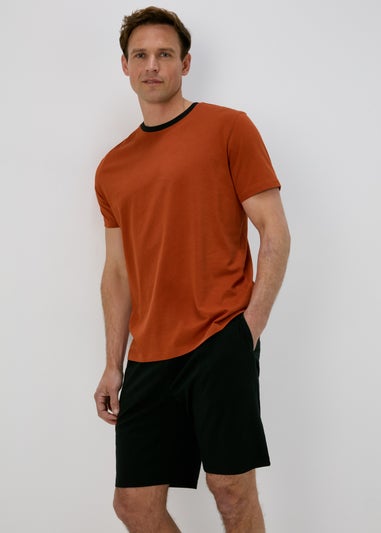 Orange Basic T-Shirt & Shorts Pyjama Set