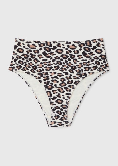 Cream Animal Print High Waisted Briefs