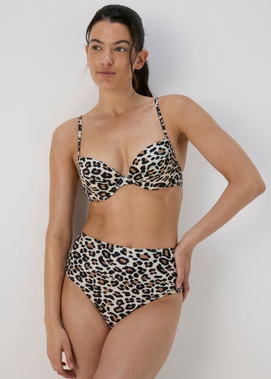 Cream Animal Print High Waisted Briefs